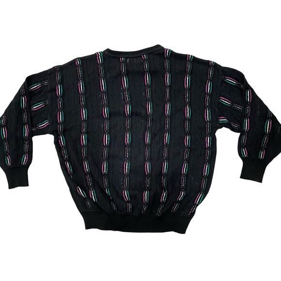 Vintage St. Croix black pullover sweater chunky 80s knit size M 100% cotton - Picture 7 of 8